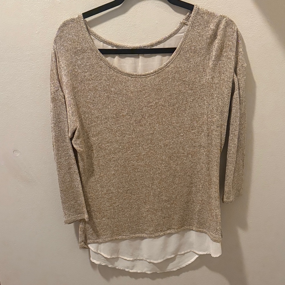 Tan and cream/goldish color sparkly top from New York and company